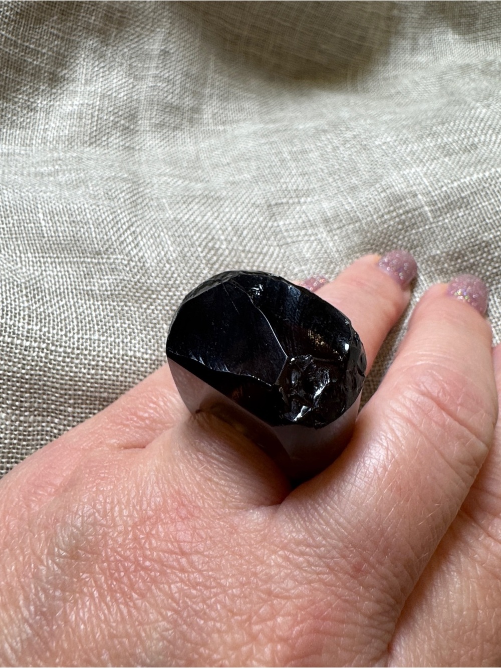 Smoky Quartz Chunky Carved Statement Ring